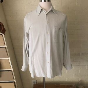 Zegna Casual Men's Shirt, White w/Thin Grey Stripe